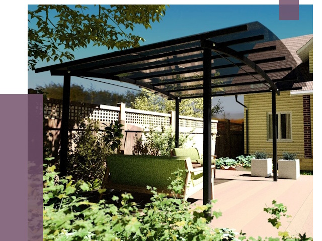 Навесы для террасы в Острогожске от 13300 руб. под ключ | ПРОЛЁТ-Стг