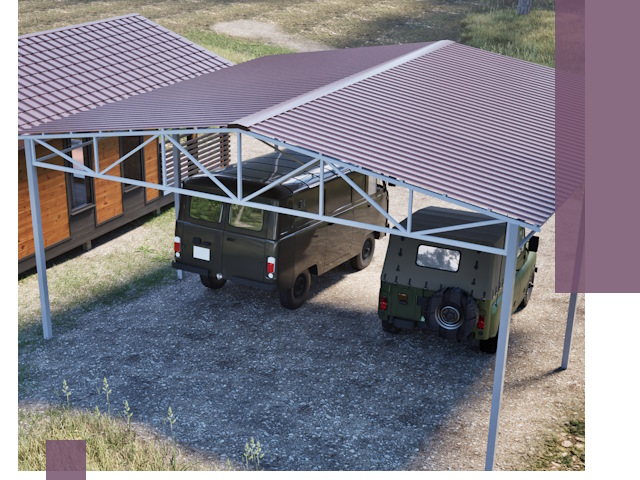 Двускатные навесы под ключ в Острогожске — изготовление и монтаж